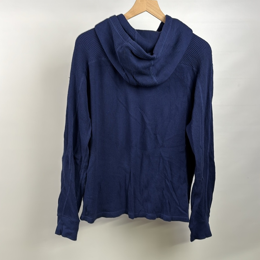 Polo by Ralph Lauren Waffle Knit Hoodie Sweater - Blue - Large - 100% Cotto - Picture 7 of 8